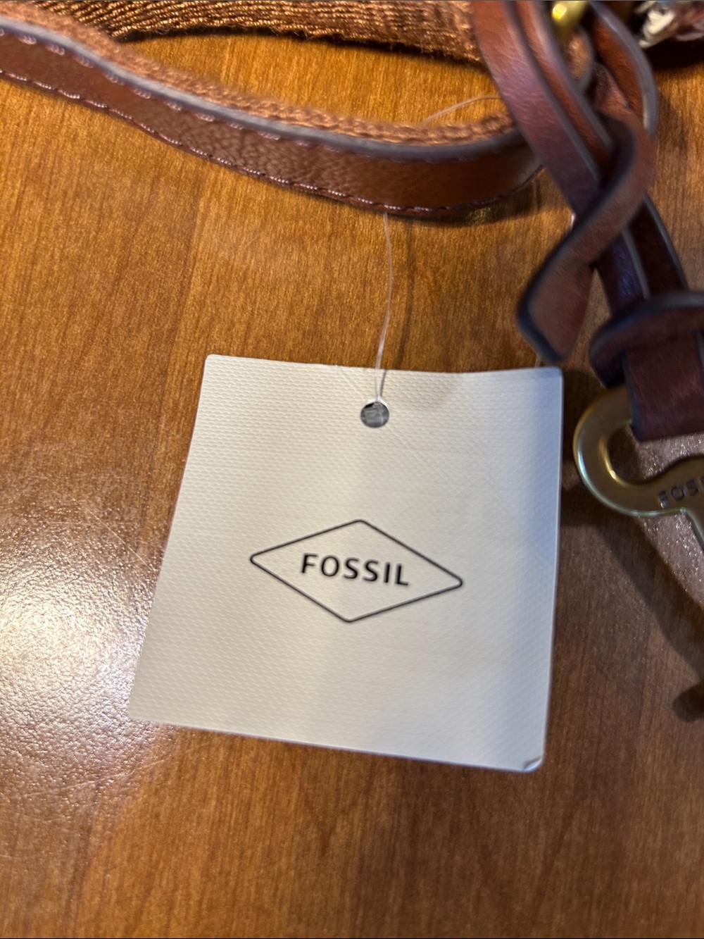 Fossil Kinley Tan Leather Flap Crossbody with Multicolor Knit Body - Picture 2 of 12